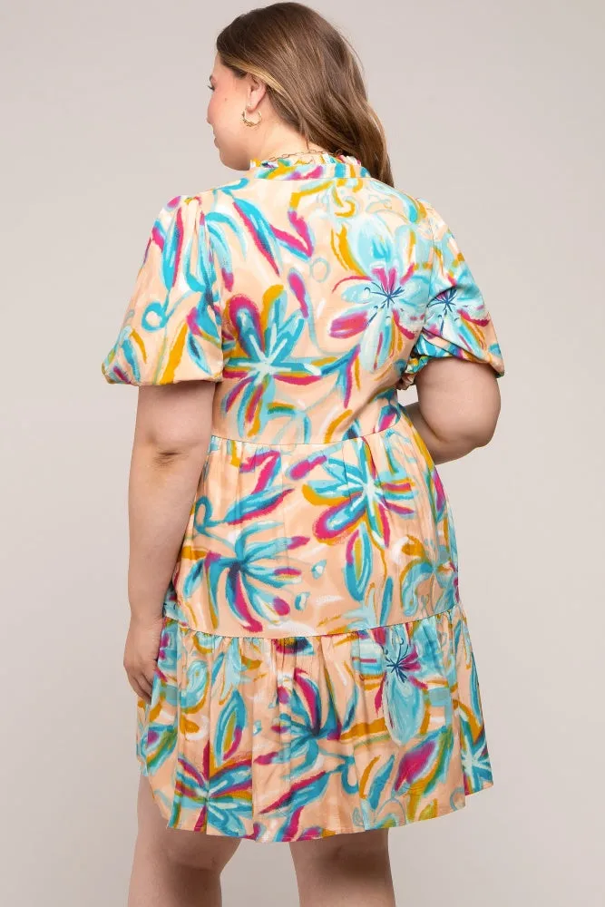 Multicolor Abstract Floral Maternity Plus Dress sold by Pinkblush product image thumbnail 4