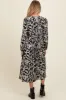 Black Abstract Floral Gathered Front Maternity Midi Dress sold by Pinkblush