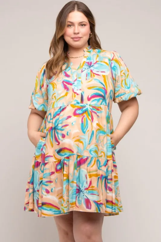 Multicolor Abstract Floral Maternity Plus Dress sold by Pinkblush