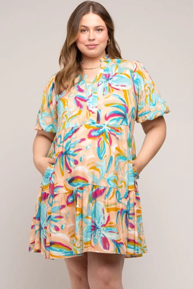 Multicolor Abstract Floral Maternity Plus Dress sold by Pinkblush