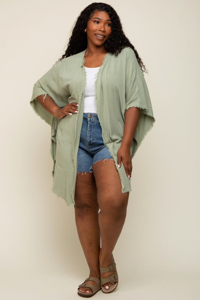 Light Olive Fringe Plus Dolman Sleeve Cover Up sold by Pinkblush product image thumbnail 4