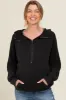 Charcoal Waffle Knit Half Zip Relaxed Fit Maternity Hoodie sold by Pinkblush