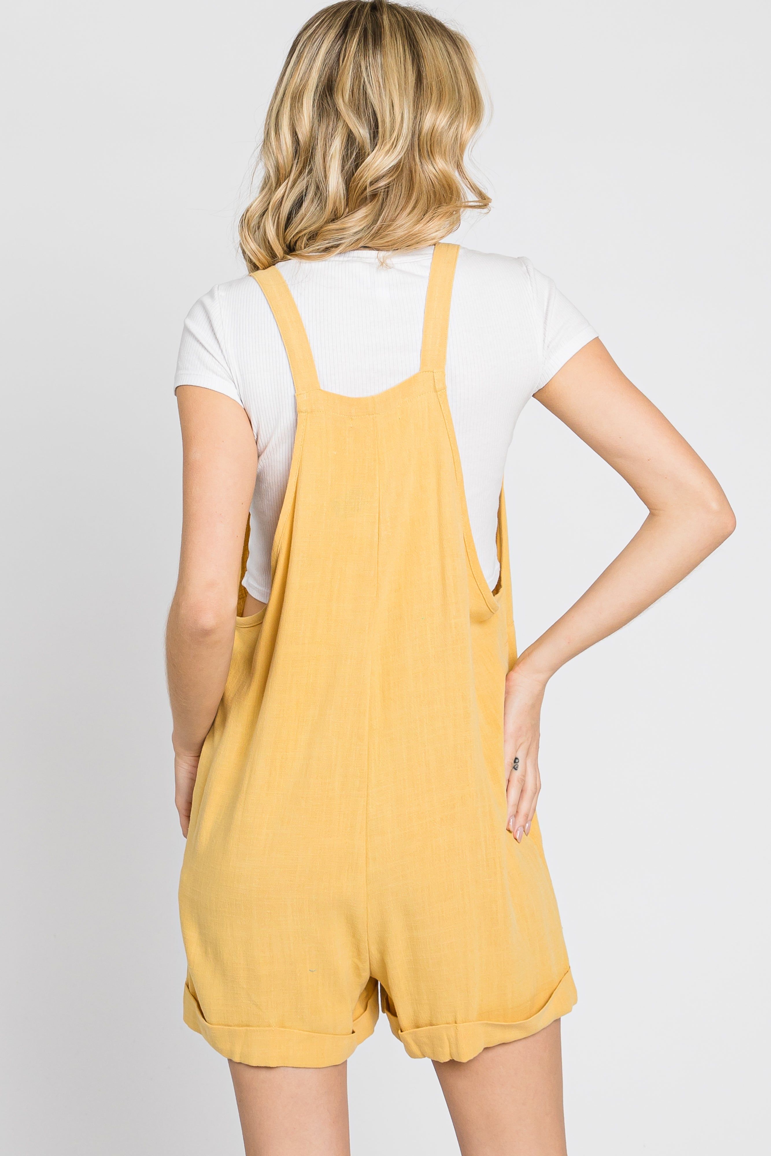 Yellow Linen Overall Romper sold by Pinkblush product image thumbnail 3