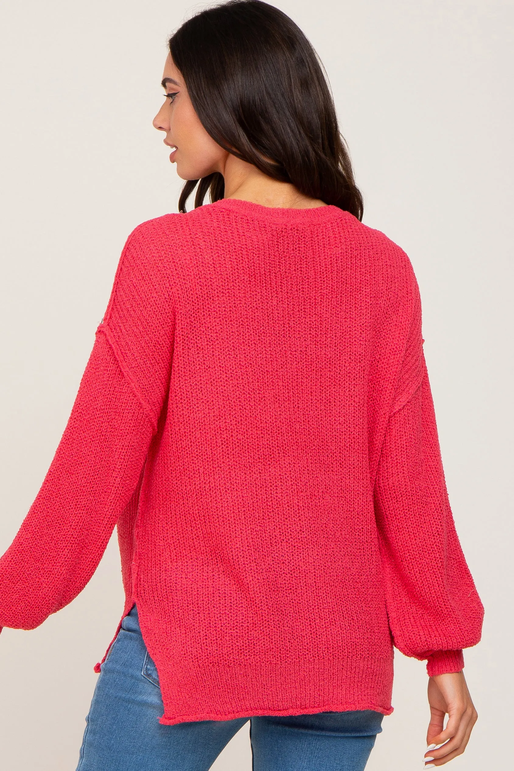 Fuchsia Basic Side Slit Maternity Sweater sold by Pinkblush product image thumbnail 4