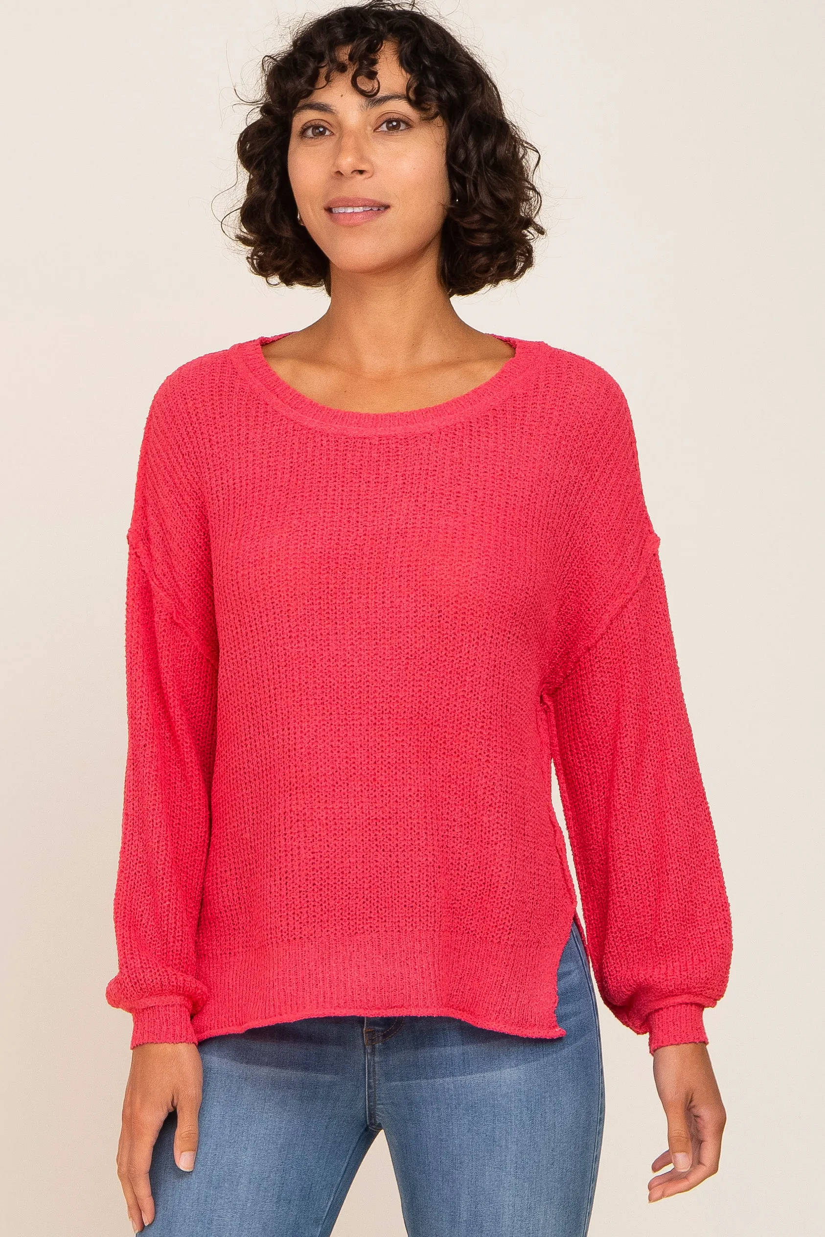 Fuchsia Basic Side Slit Maternity Sweater sold by Pinkblush product image thumbnail 5