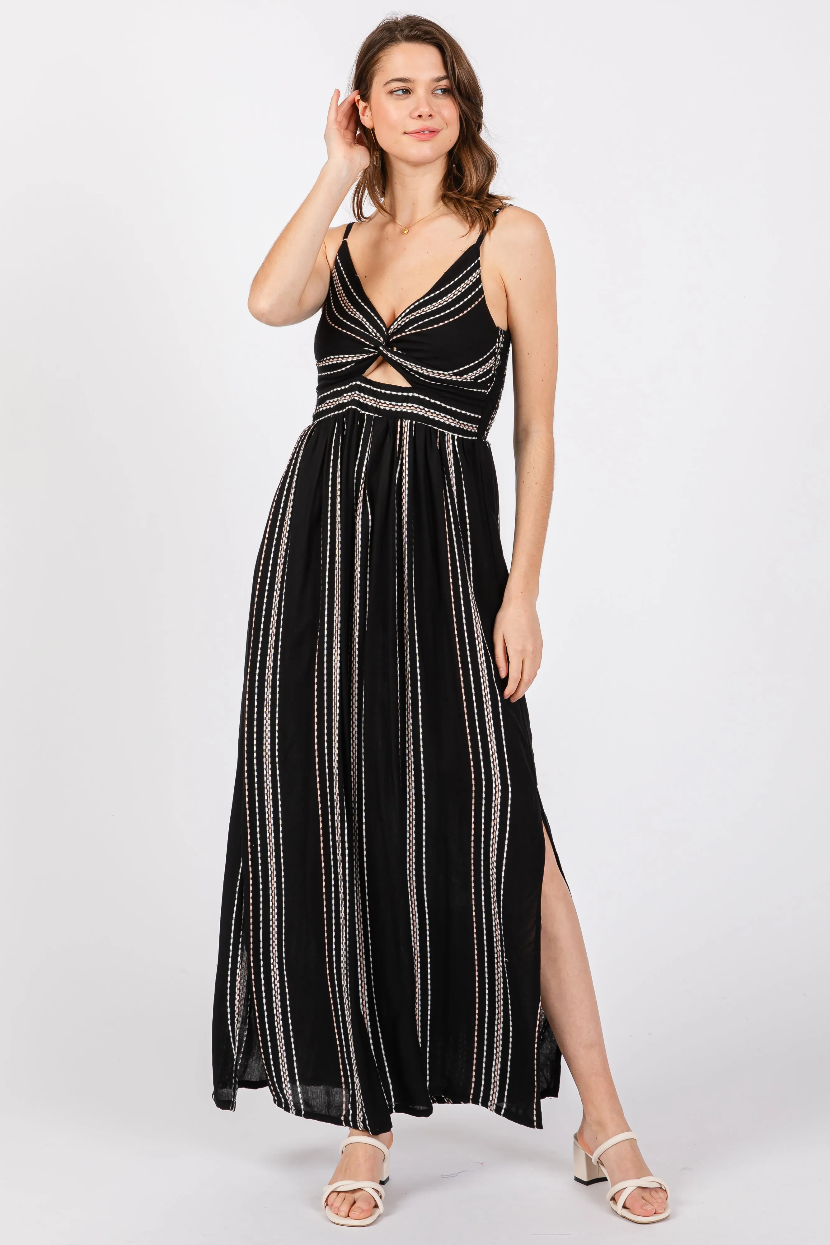 Black Patterned Sleeveless Maternity Dress sold by Pinkblush product image thumbnail 3