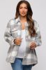 Heather Grey Plaid Fuzzy Button Up Maternity Jacket sold by Pinkblush