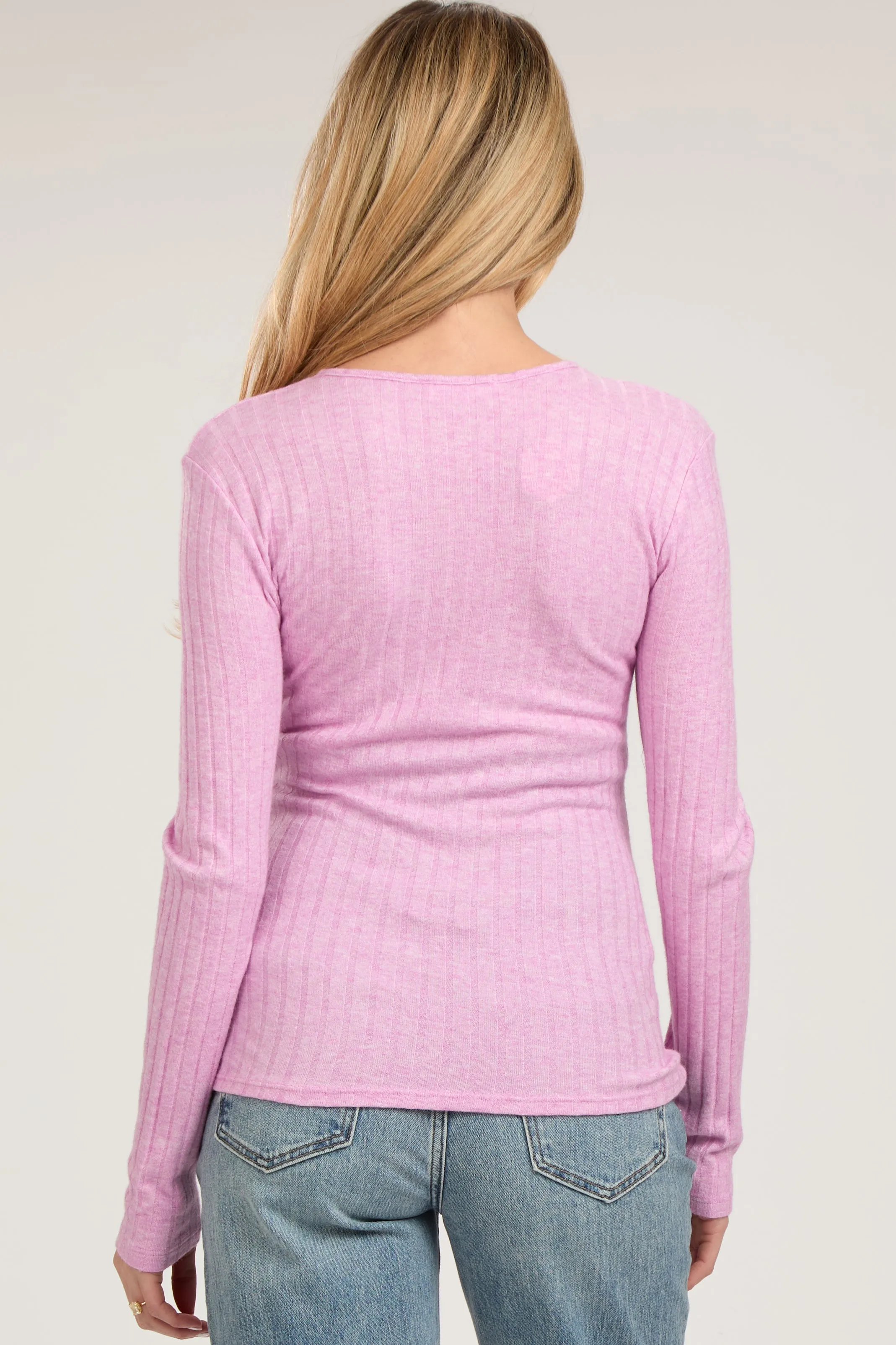 Pink Ribbed Knit Button Long Sleeve Maternity Top sold by Pinkblush product image thumbnail 3