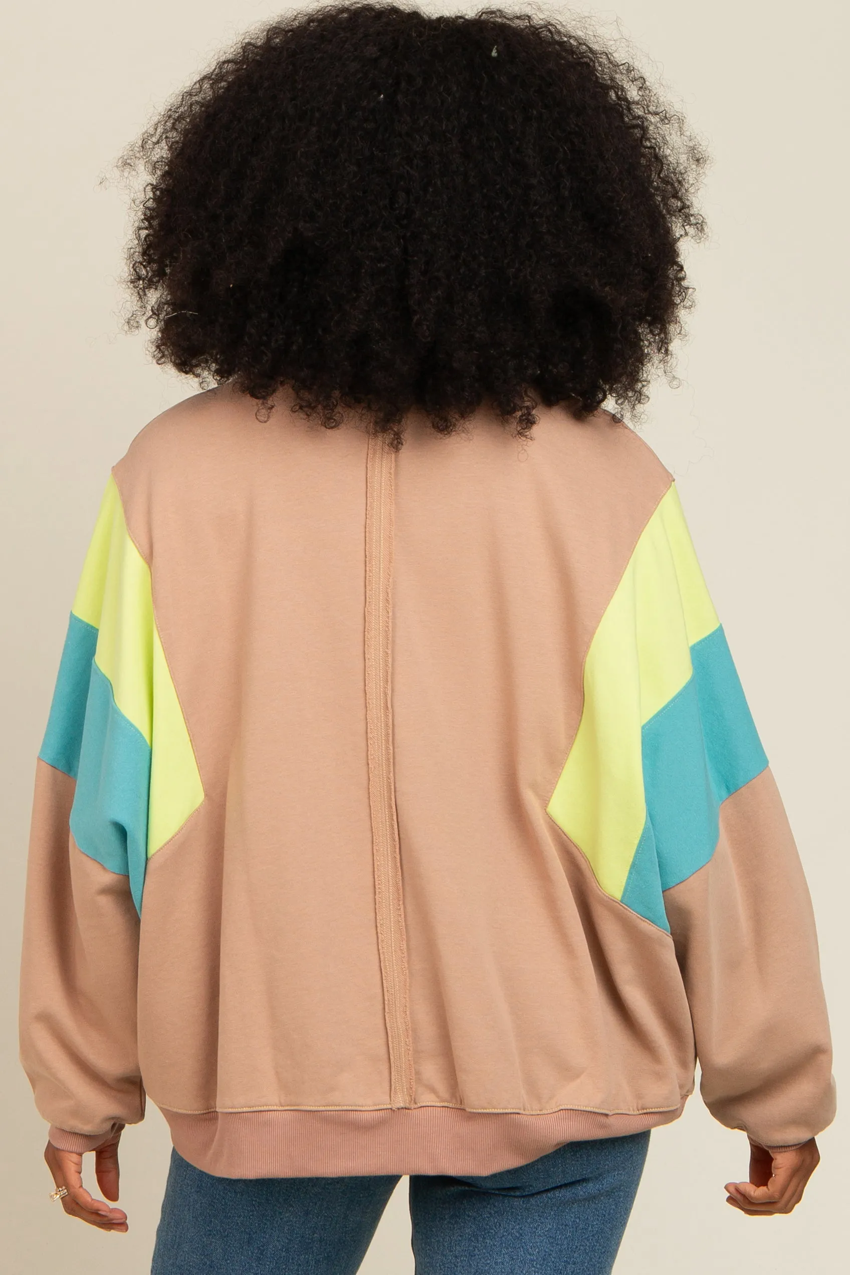 Mocha Colorblock Dolman Sleeve Sweatshirt sold by Pinkblush product image thumbnail 4