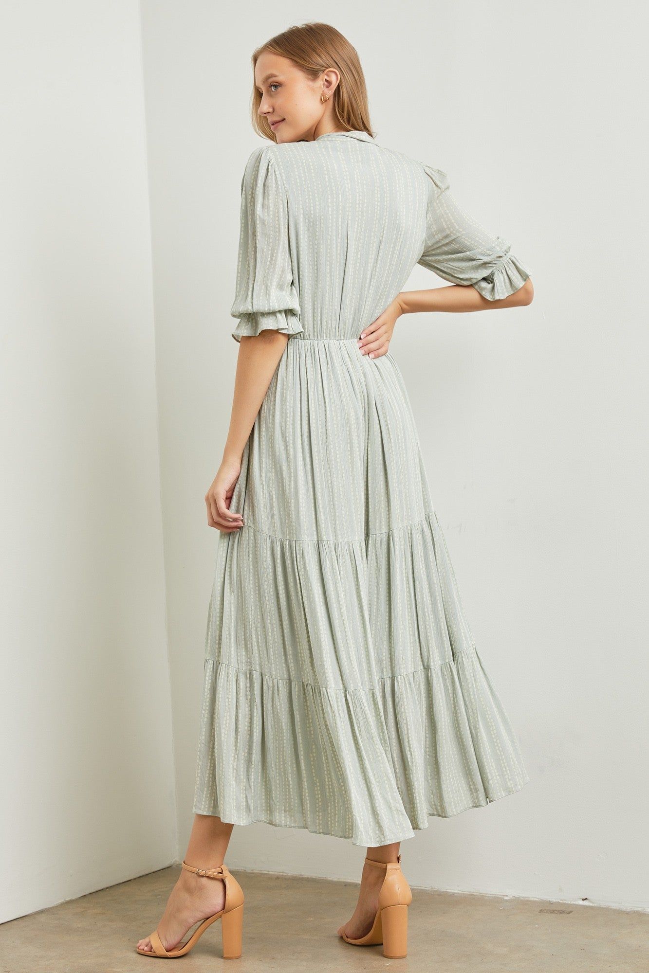 Sage Tiered Maxi Dress sold by Pinkblush product image thumbnail 3