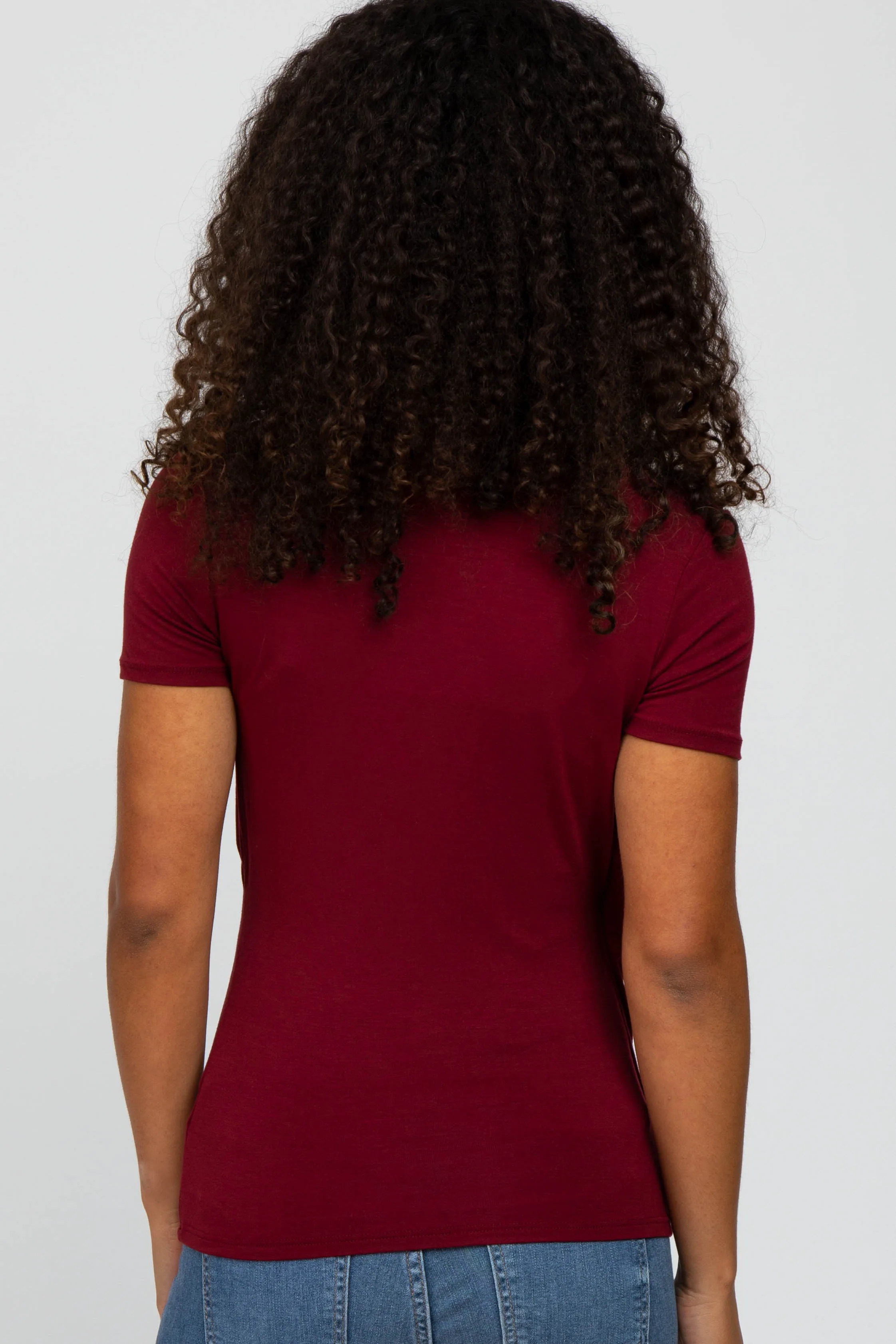 Burgundy Solid Short Sleeve Wrap Front Nursing Top sold by Pinkblush product image thumbnail 3