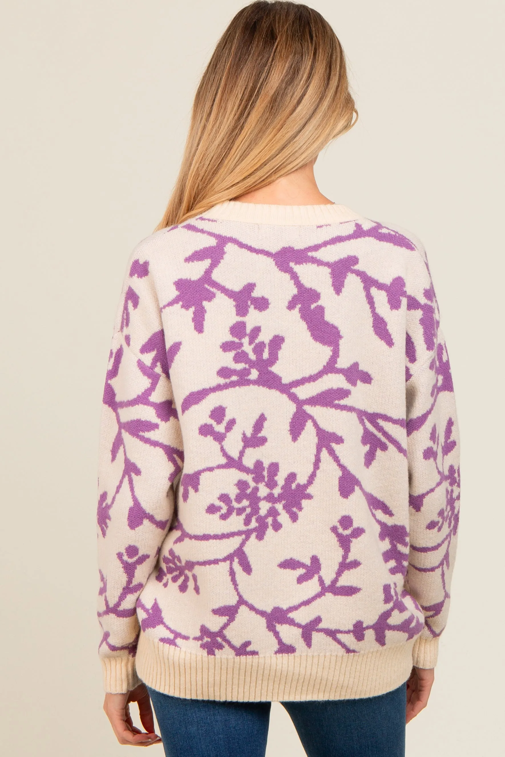 Lavender Floral Drop Shoulder Maternity Sweater sold by Pinkblush product image thumbnail 4