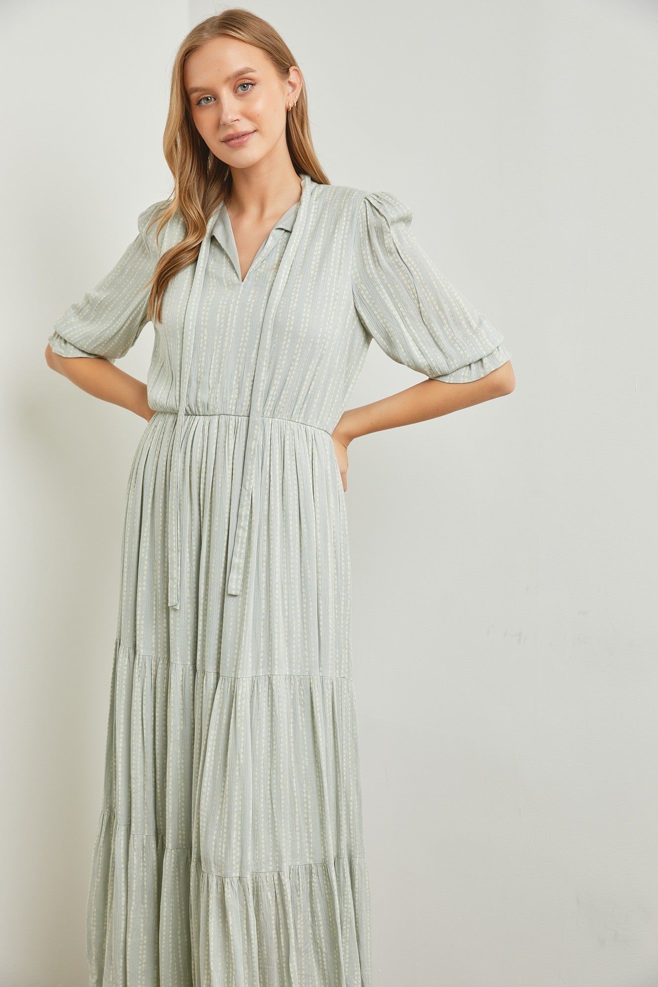 Sage Tiered Maxi Dress sold by Pinkblush product image thumbnail 4