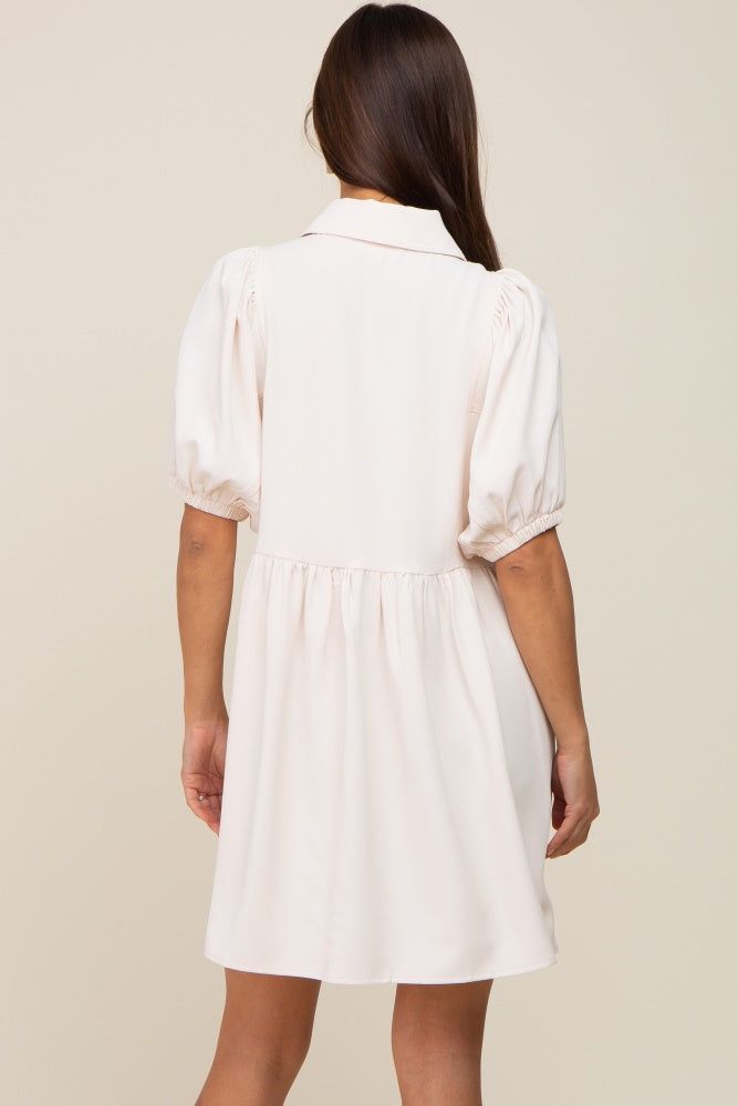 Cream Button Down Maternity Mini Dress sold by Pinkblush product image thumbnail 3