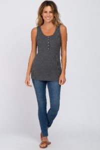 Charcoal Button Up Tank Top sold by Pinkblush