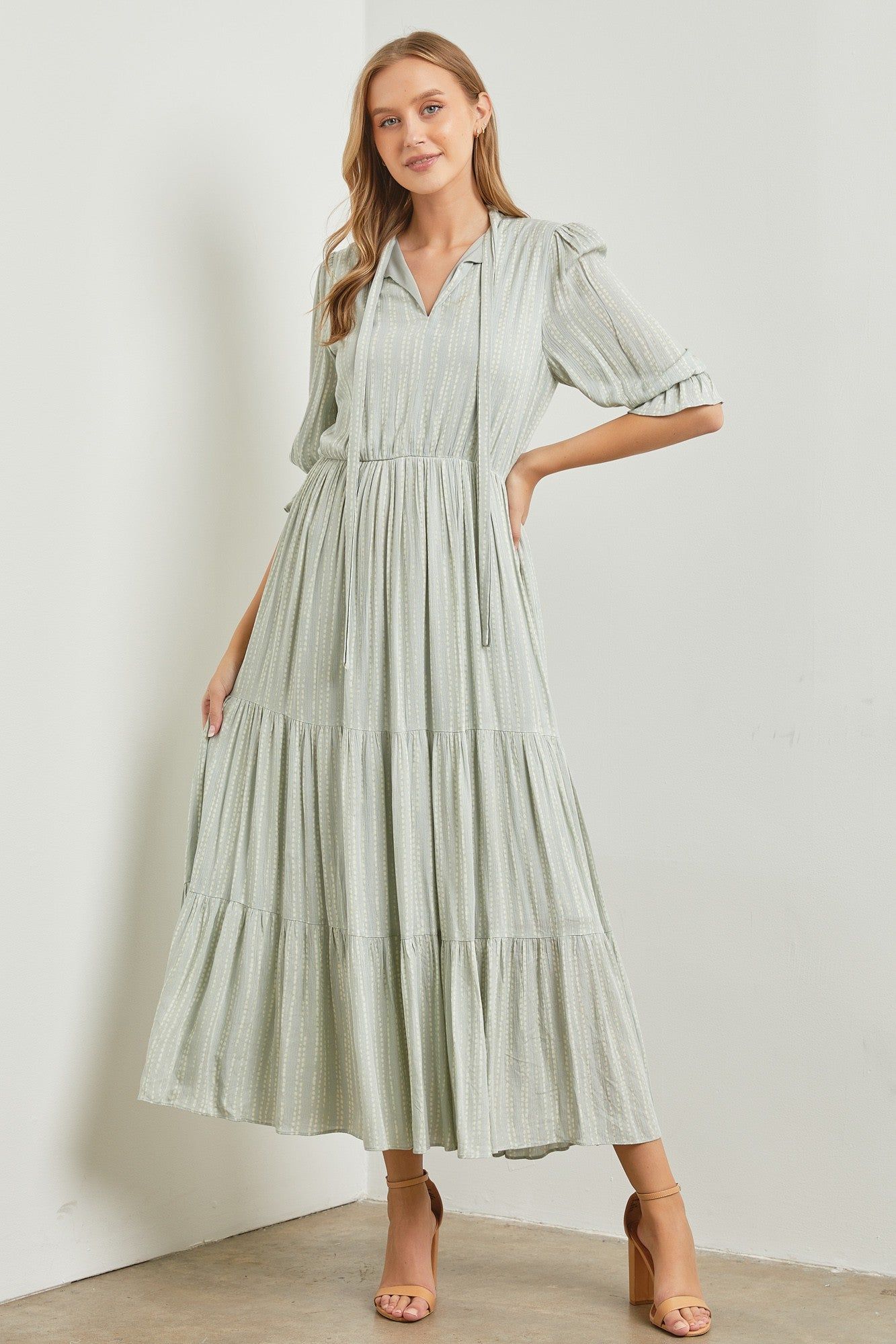 Sage Tiered Maxi Dress sold by Pinkblush product image thumbnail 2
