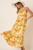 Orange Watercolor Print Satin Midi Dress sold by Pinkblush