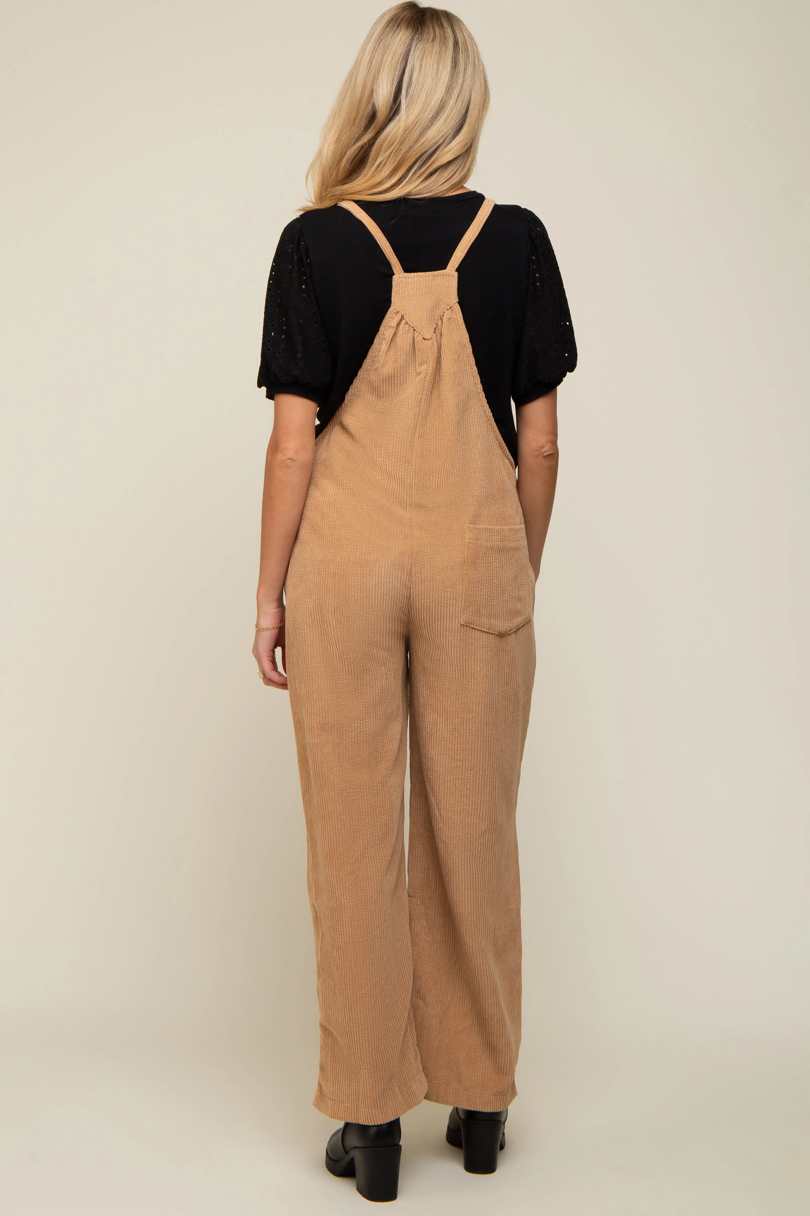 Camel Corduroy Wide Leg Maternity Overalls sold by Pinkblush product image thumbnail 3