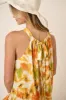 Orange Watercolor Print Satin Midi Dress sold by Pinkblush
