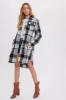 Black Plaid Fleece Long Shirt Jacket sold by Pinkblush