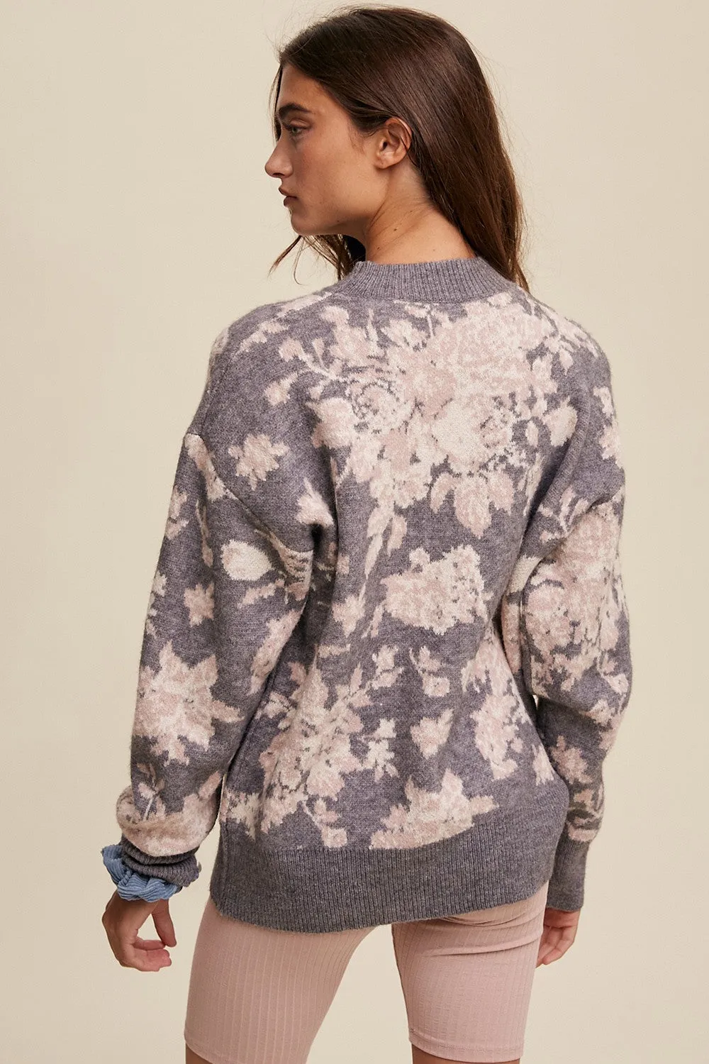 Grey Floral Sweater sold by Pinkblush product image thumbnail 3