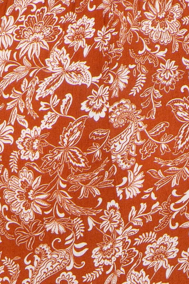 Rust Floral Cutout Smocked Tiered Maternity Maxi Dress sold by Pinkblush product image thumbnail 4