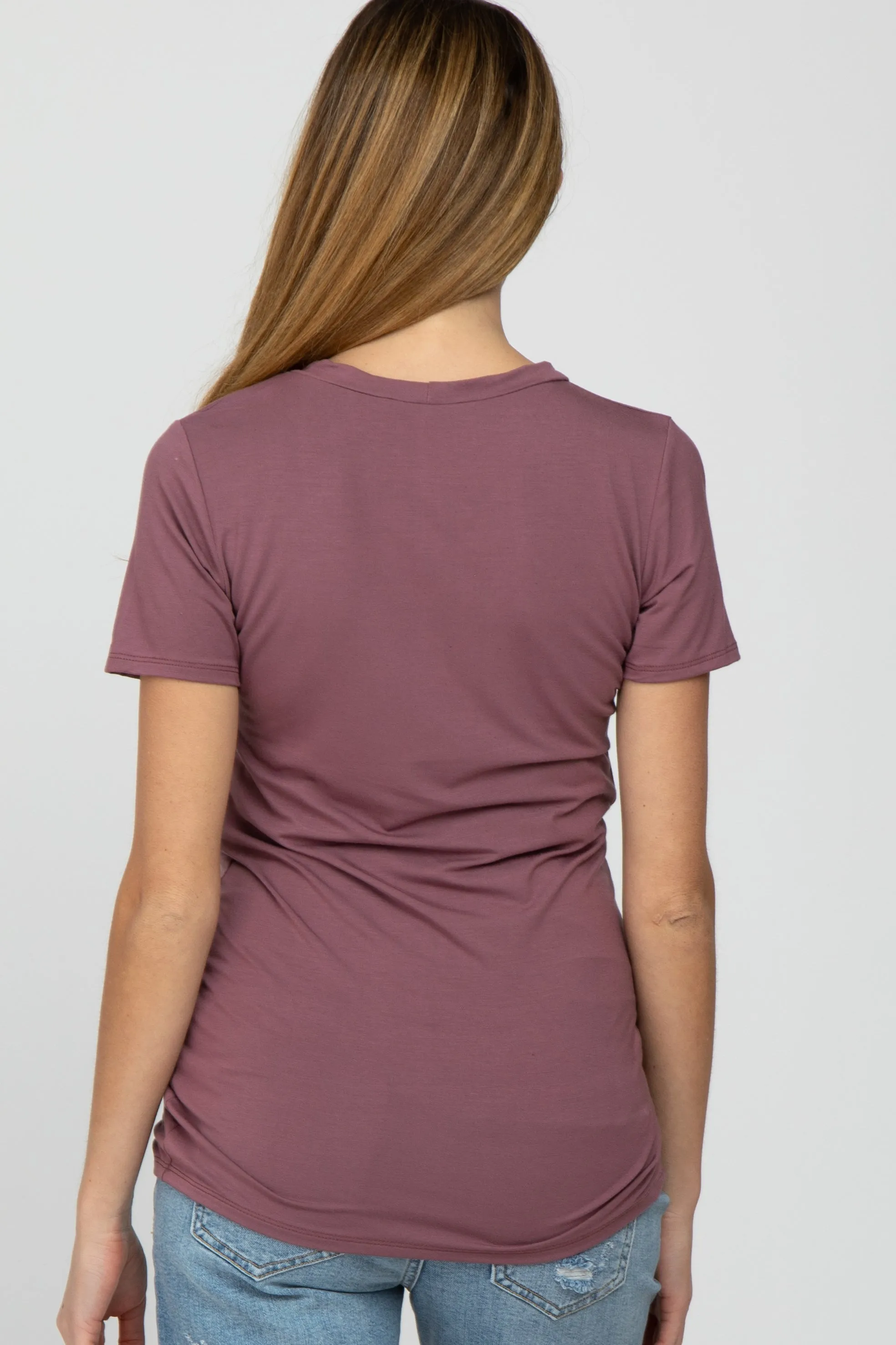 Mauve Basic Short Sleeve Maternity Top sold by Pinkblush product image thumbnail 4