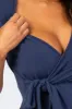 Navy Knit Wrap Fitted Nursing Dress sold by Pinkblush