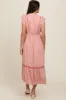 Salmon Floral Lace Trim Midi Dress sold by Pinkblush