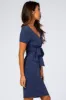 Navy Knit Wrap Fitted Nursing Dress sold by Pinkblush