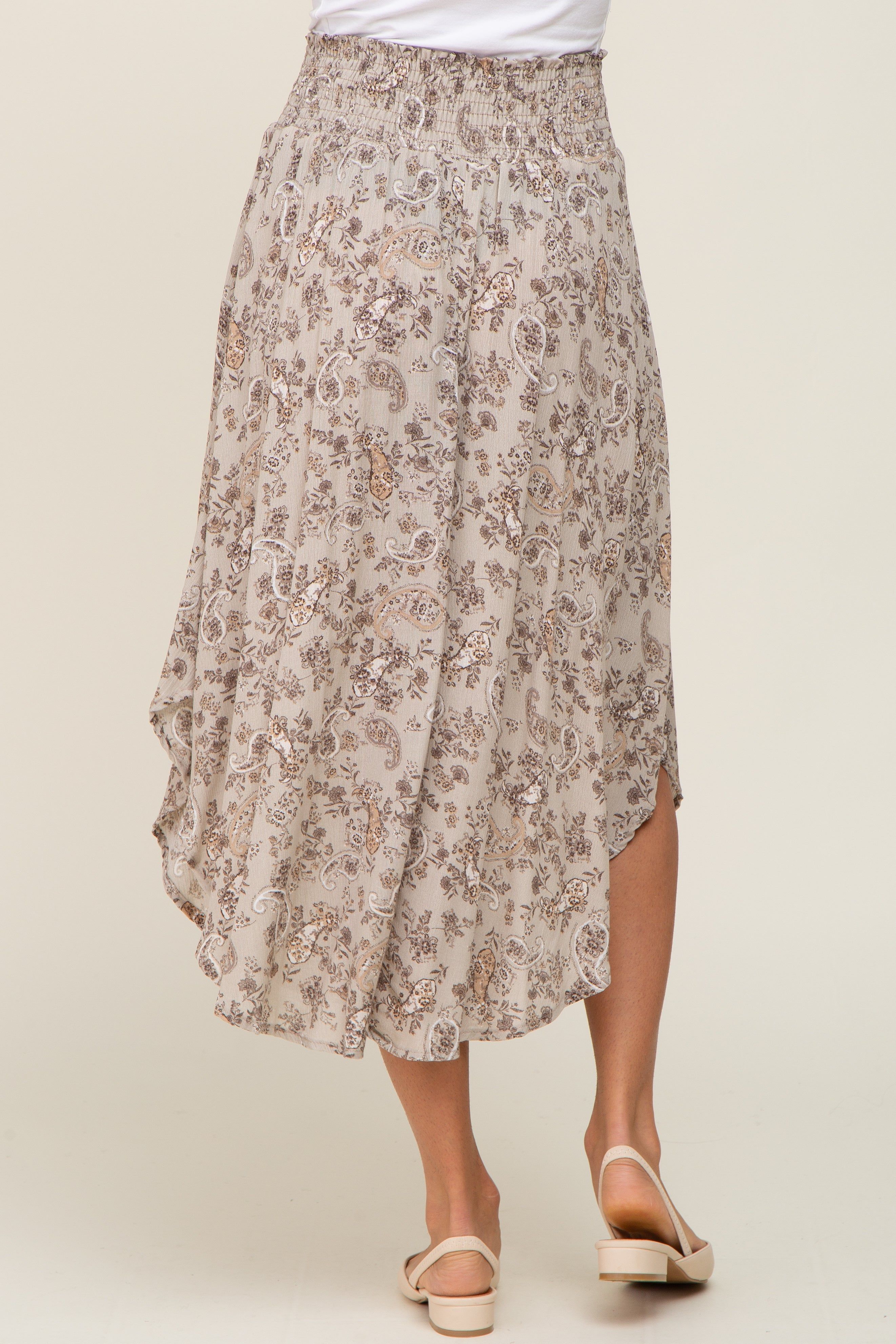 Grey Floral Paisley Print Midi Skirt sold by Pinkblush product image thumbnail 4