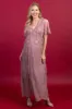 PinkBlush Mauve Lace Mesh Overlay Maternity Maxi Dress sold by Pinkblush