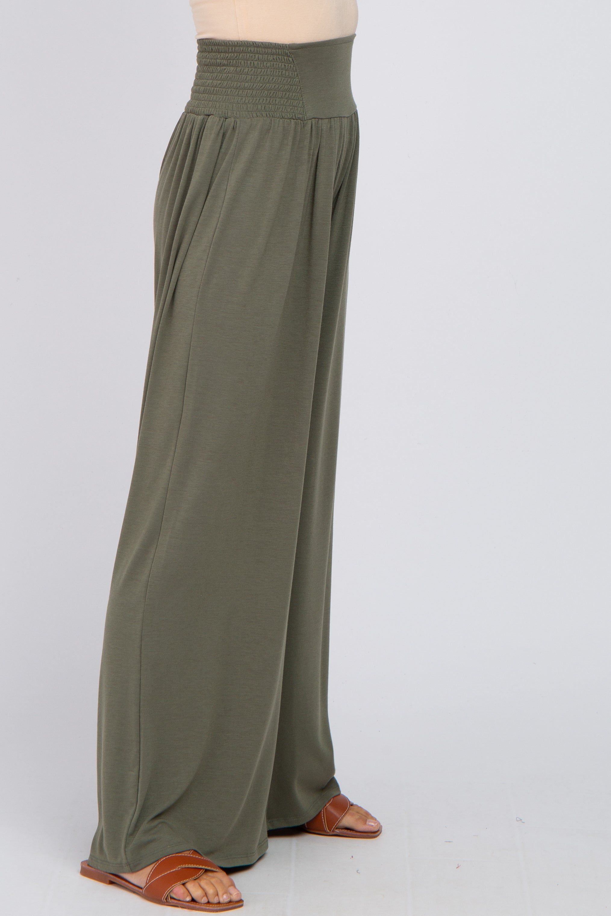 Olive Smocked Wide Leg Pants sold by Pinkblush product image thumbnail 3