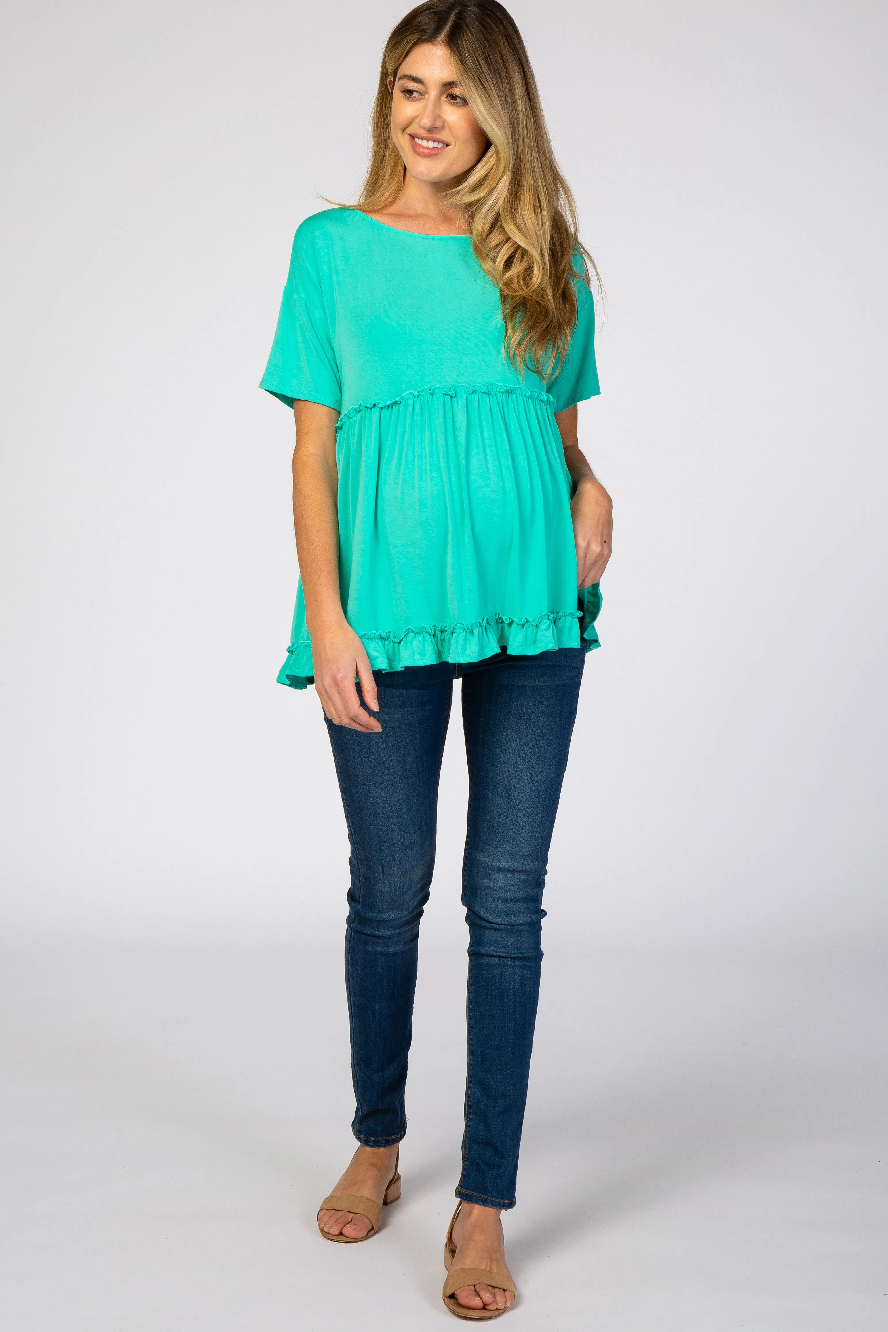 Mint Green Lettuce Trim Maternity Top sold by Pinkblush product image thumbnail 4