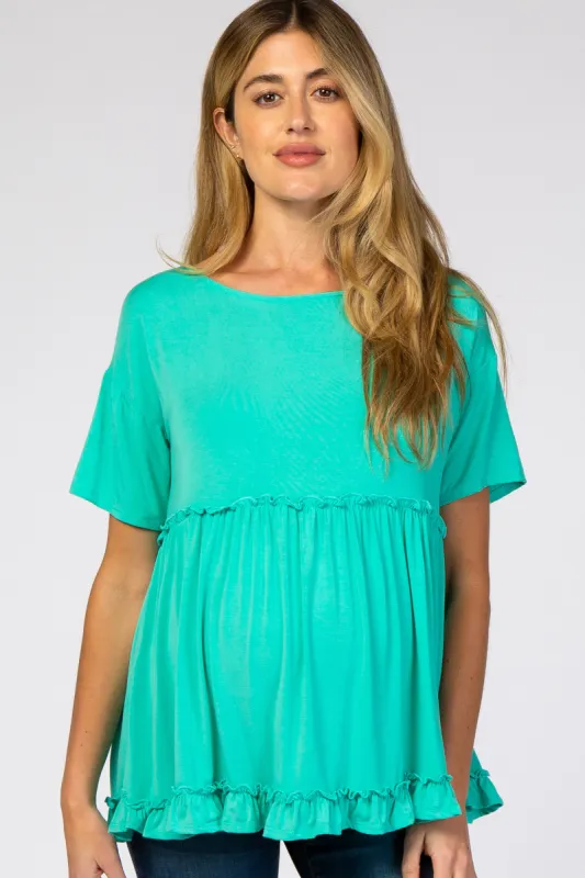Mint Green Lettuce Trim Maternity Top sold by Pinkblush