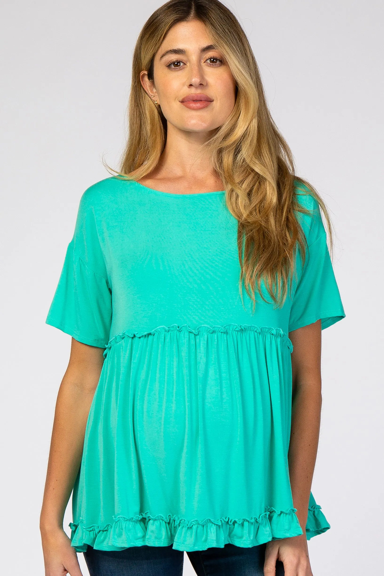 Mint Green Lettuce Trim Maternity Top sold by Pinkblush