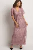 PinkBlush Mauve Lace Mesh Overlay Maternity Maxi Dress sold by Pinkblush