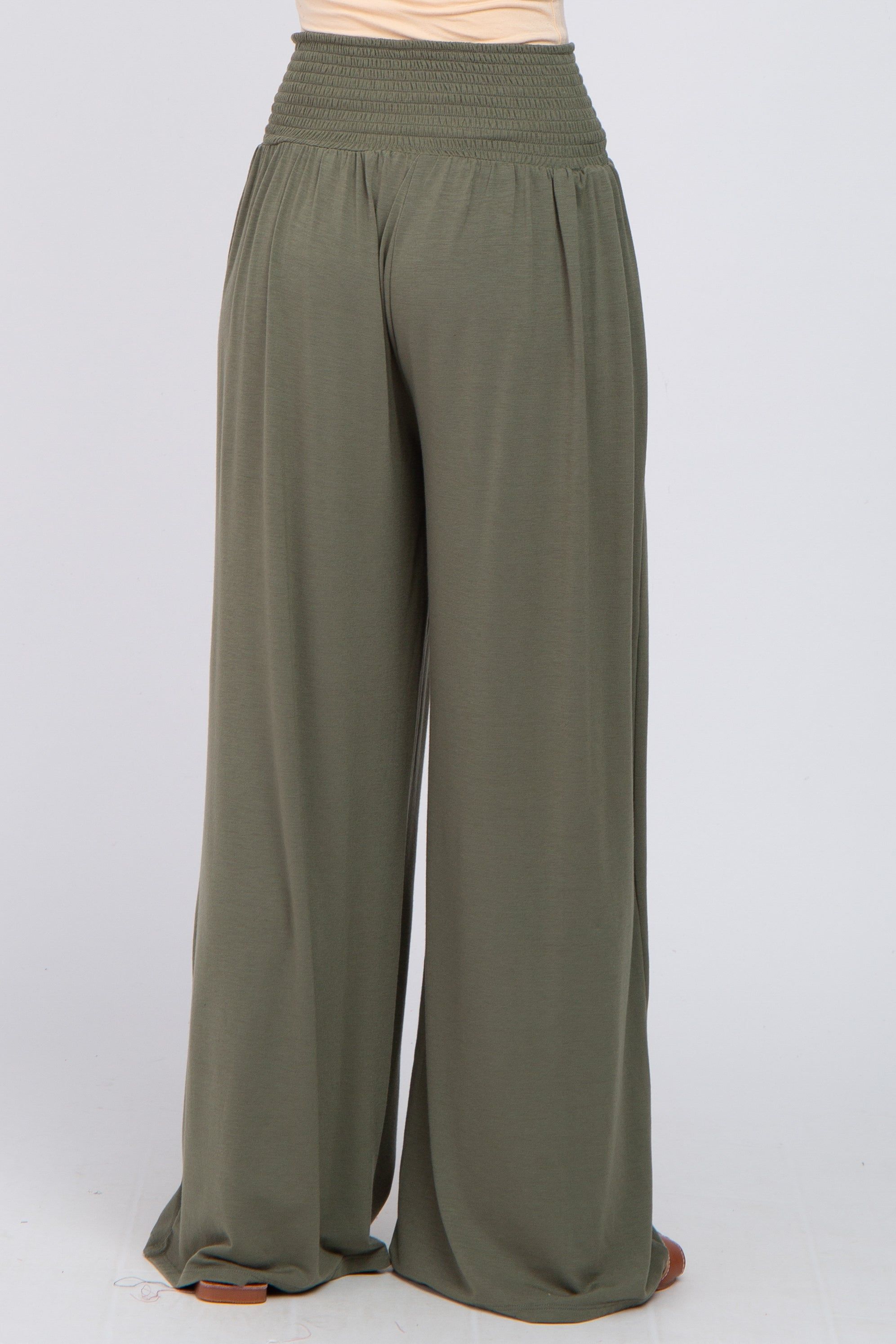 Olive Smocked Wide Leg Pants sold by Pinkblush product image thumbnail 4