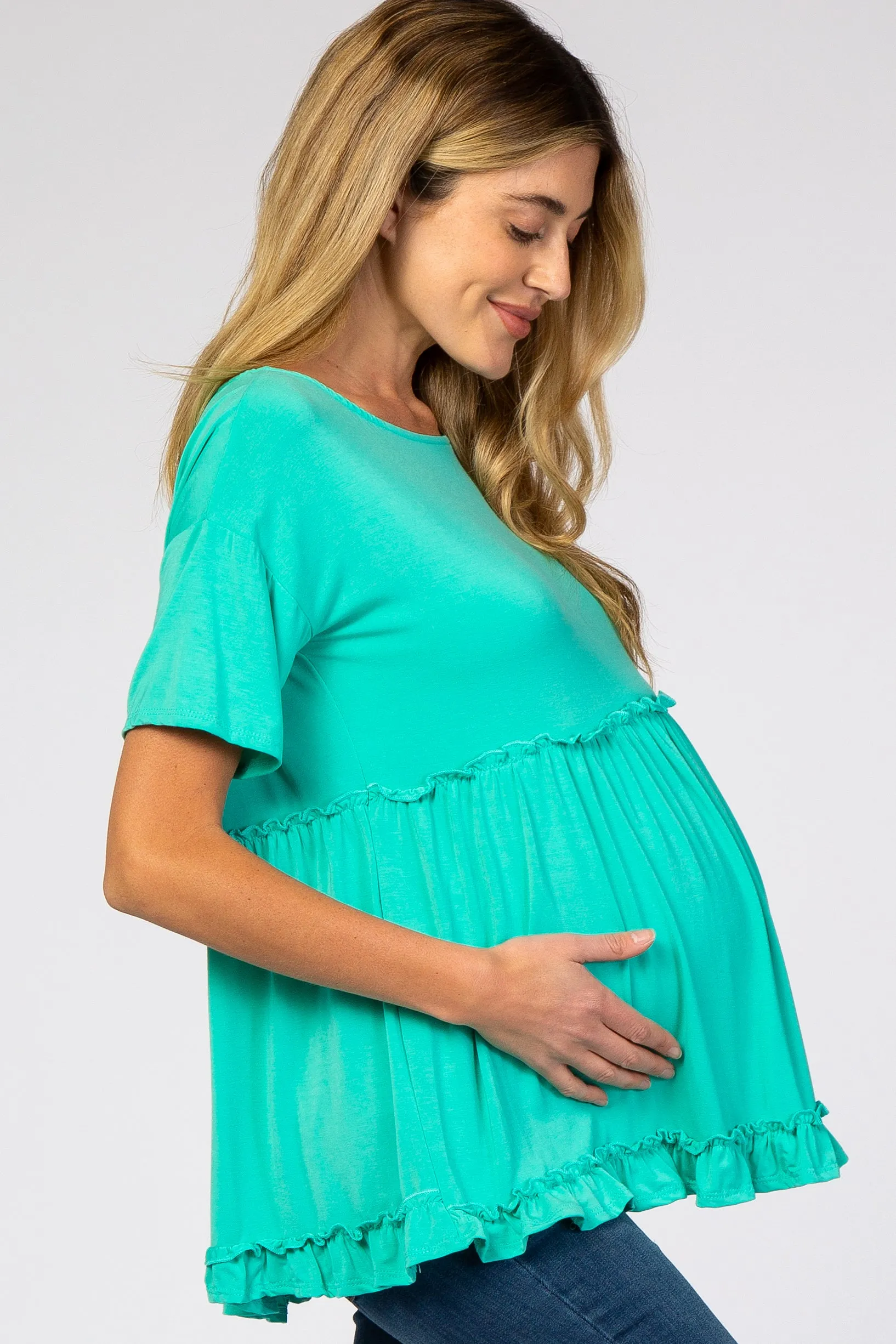 Mint Green Lettuce Trim Maternity Top sold by Pinkblush product image thumbnail 2
