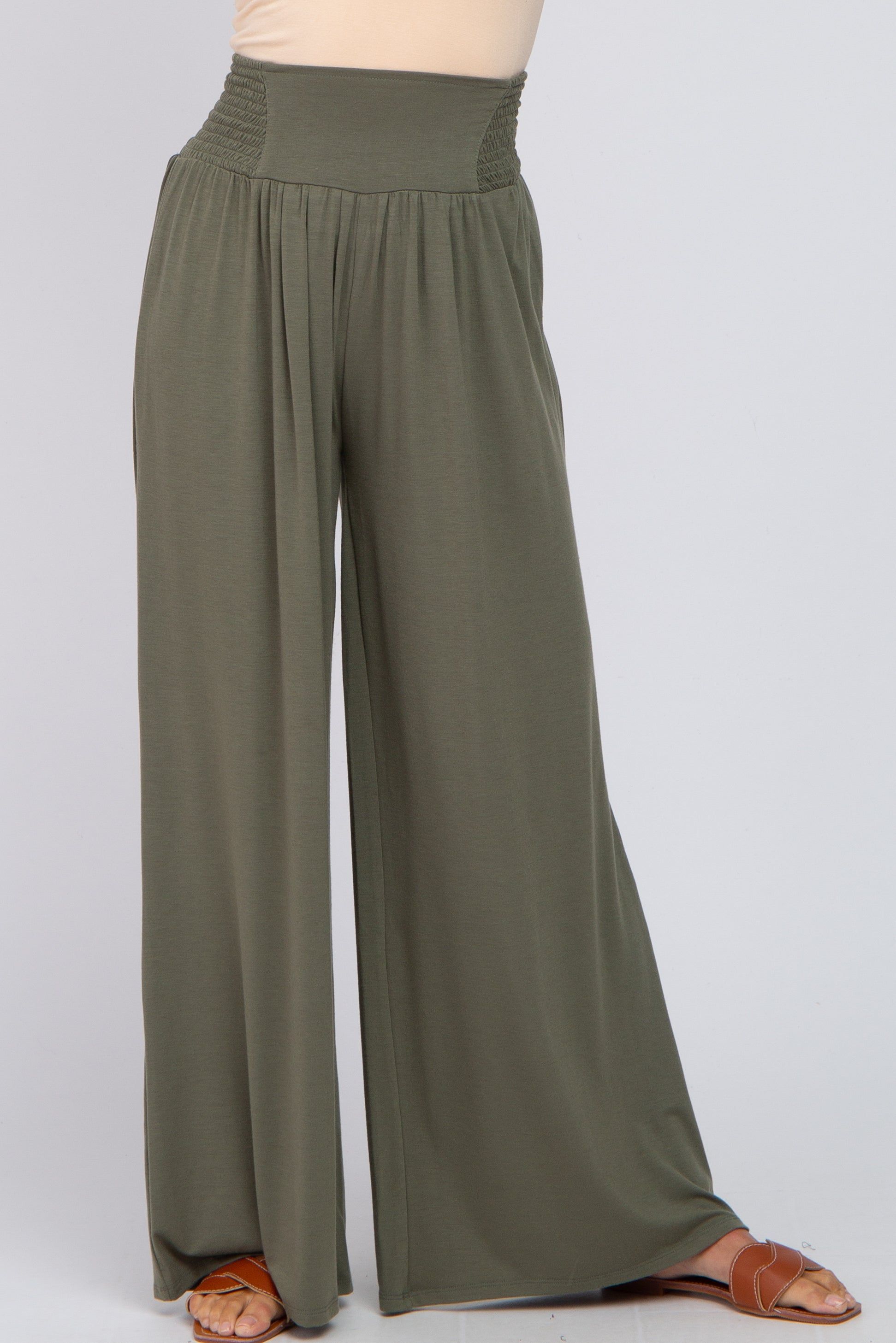 Olive Smocked Wide Leg Pants sold by Pinkblush product image thumbnail 2