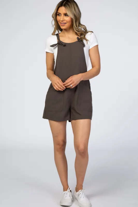 Dark Grey Tie Knot Short Overalls sold by Pinkblush