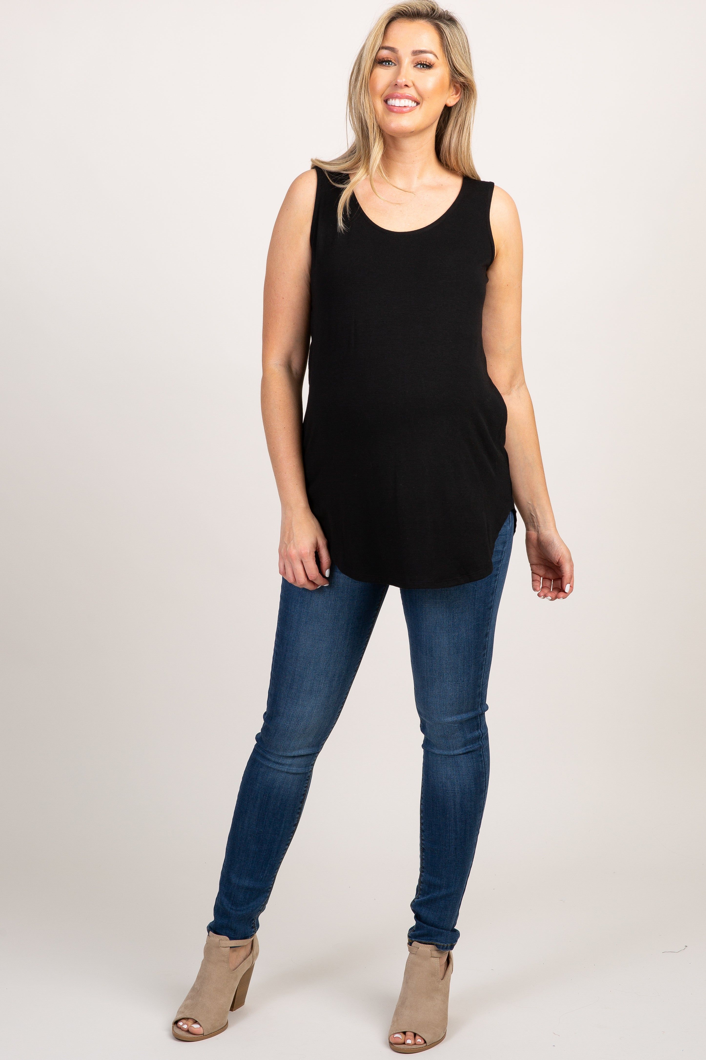 Black Basic Sleeveless Maternity Top sold by Pinkblush product image thumbnail 4