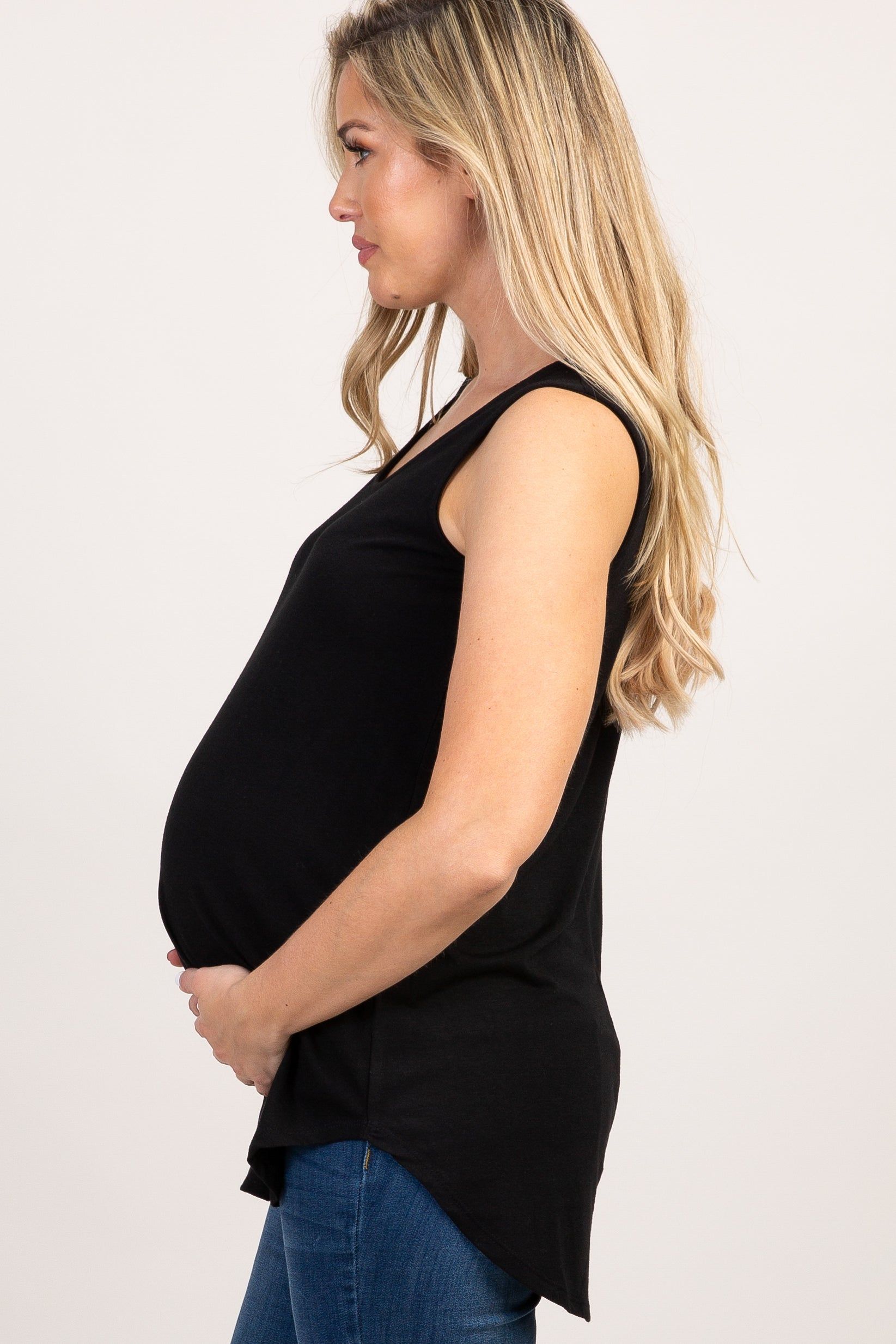 Black Basic Sleeveless Maternity Top sold by Pinkblush product image thumbnail 2