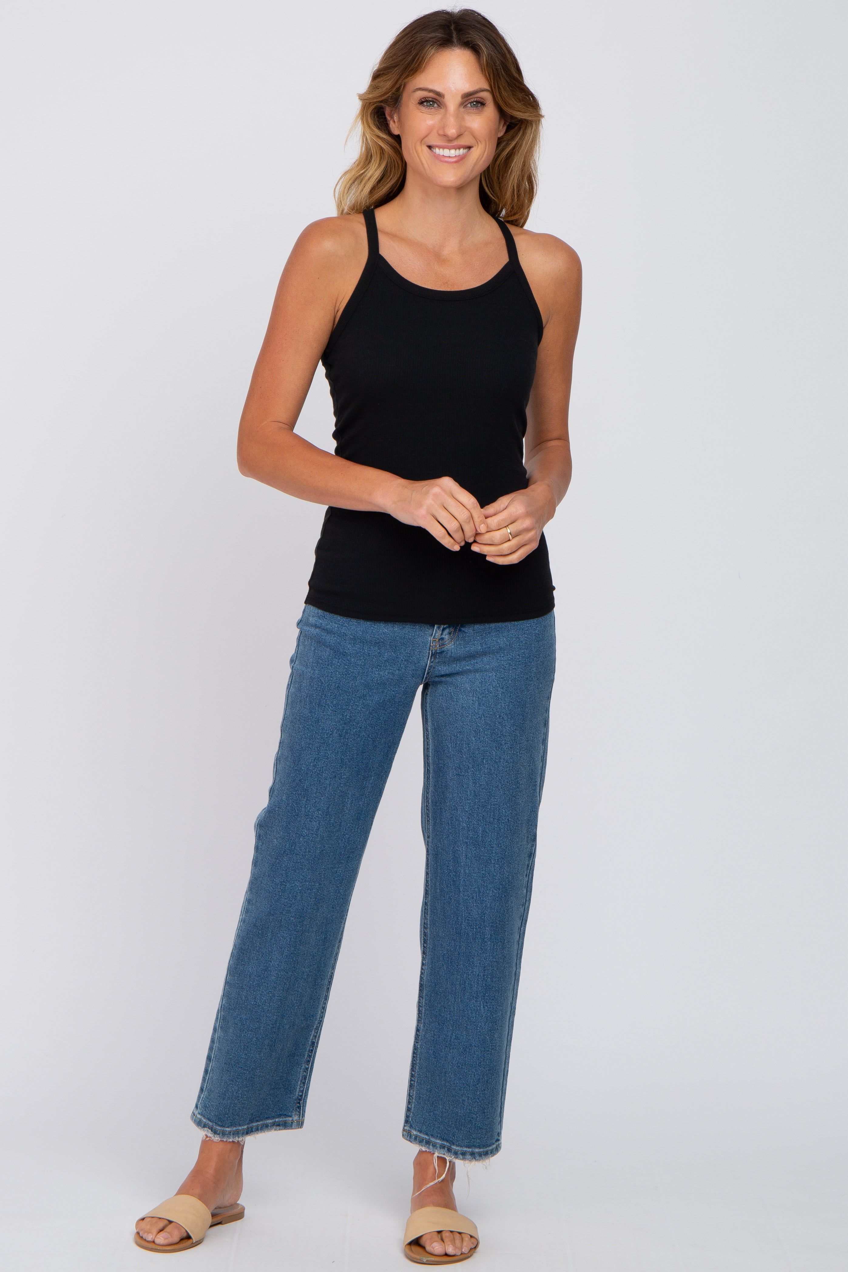 Black Ribbed Racerback Tank Top sold by Pinkblush product image thumbnail 4