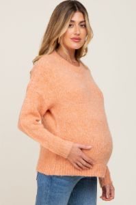 Orange Chunky Knit Maternity Sweater sold by Pinkblush