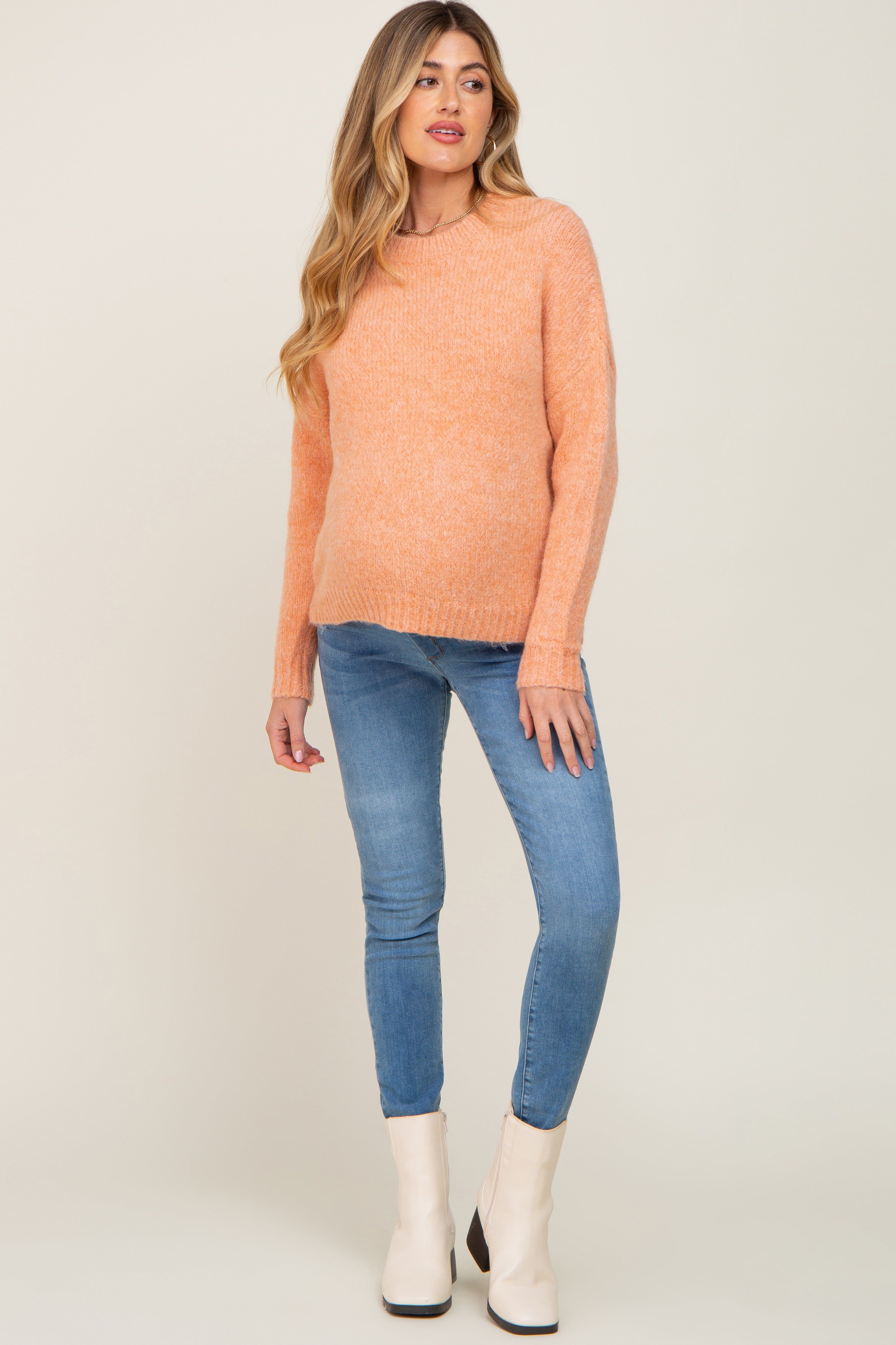 Orange Chunky Knit Maternity Sweater sold by Pinkblush product image thumbnail 4