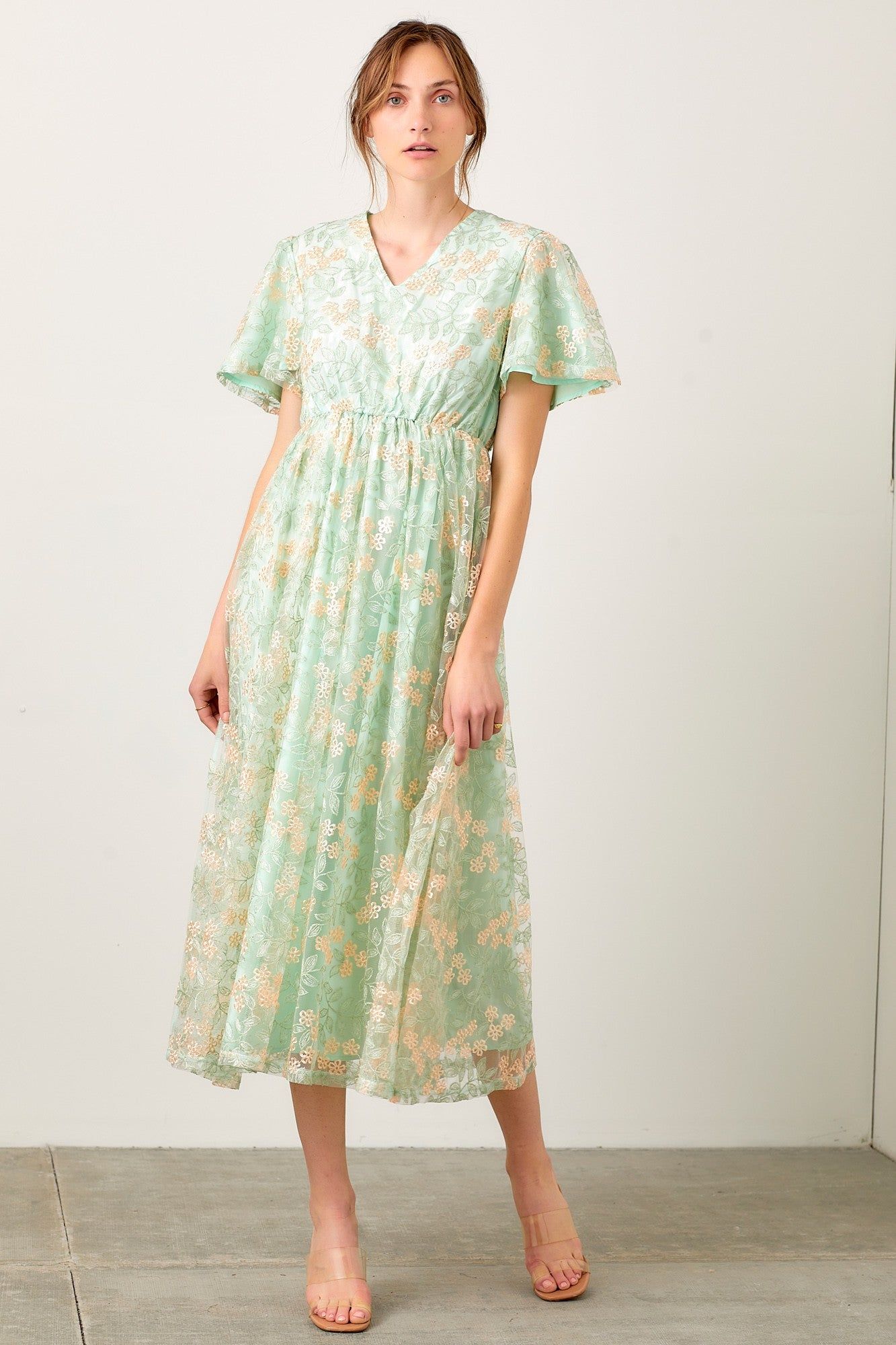 Sage Multi Mesh Maxi Dress sold by Pinkblush