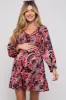 Black Paisley Smocked Long Sleeve Maternity Dress sold by Pinkblush