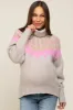 Beige Turtleneck Fair Isle Maternity Sweater sold by Pinkblush