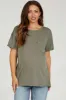 Olive Mineral Wash Front Pocket Short Sleeve Maternity T-Shirt sold by Pinkblush